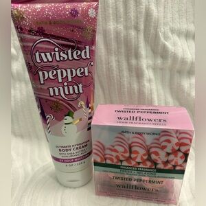 Bath & Body Works Twisted Peppermint Set - Body Cream and Wallflower Set